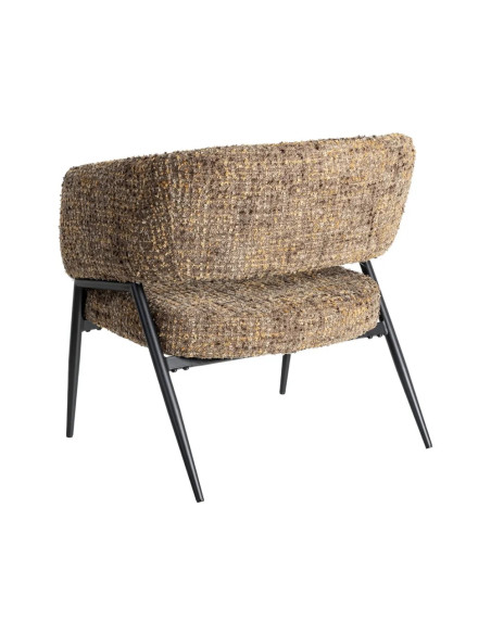 Lot de 2 fauteuils bas en tissu texturé piètement métal