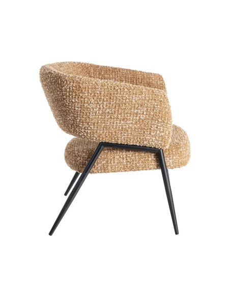 Lot de 2 fauteuils bas en tissu texturé piètement métal