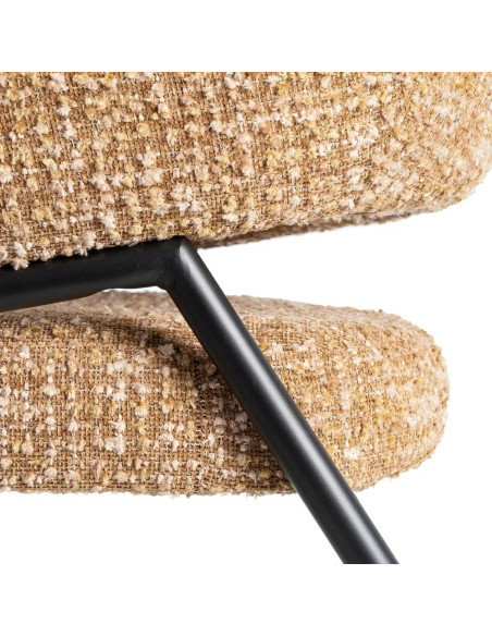 Lot de 2 fauteuils bas en tissu texturé piètement métal