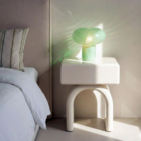 Chevet arche avec tiroir laqué crème