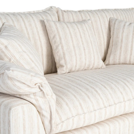 Canapé en tissu rayé avec coussins...