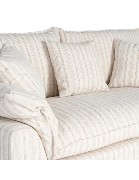 Canapé en tissu rayé avec coussins très confortable