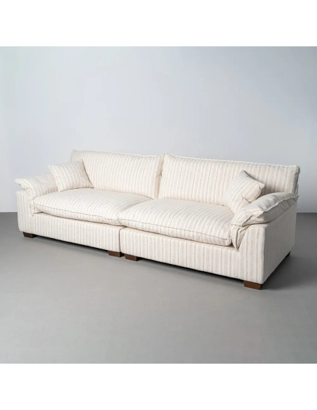 Canapé en tissu rayé avec coussins très confortable