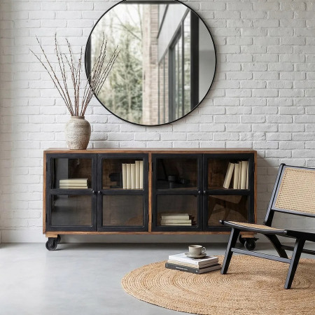 Armoire style indus sur roues en bois...