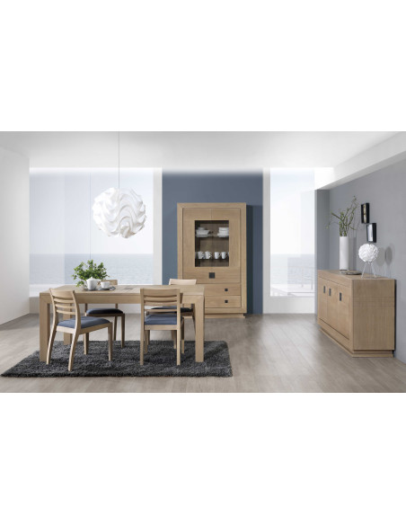 Vitrine Onyx deux portes et deux tiroirs en chêne massif