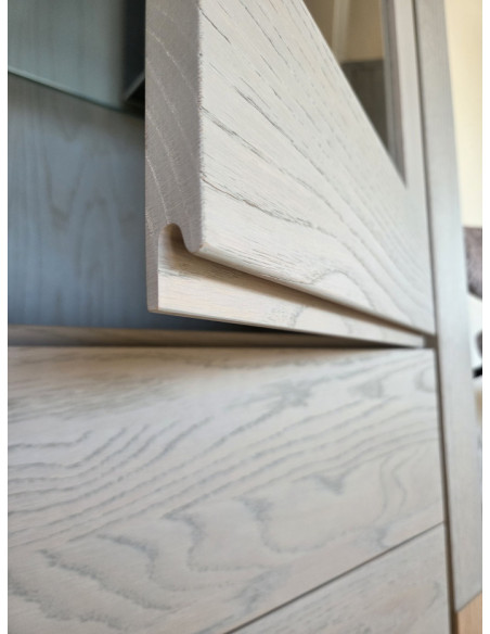 Vitrine Onyx deux portes et deux tiroirs en chêne massif