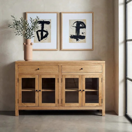 Meuble de rangement vitré avec tiroirs