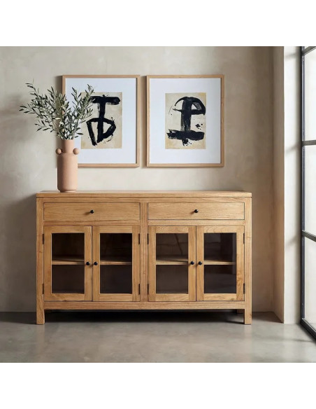 Meuble de rangement vitré avec tiroirs