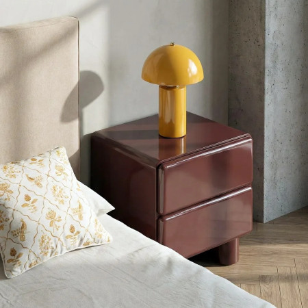 Table de chevet 2 tiroirs bois laqué