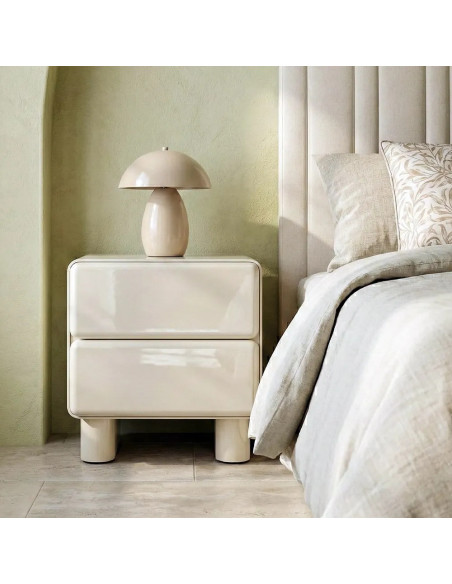 Table de chevet 2 tiroirs bois laqué