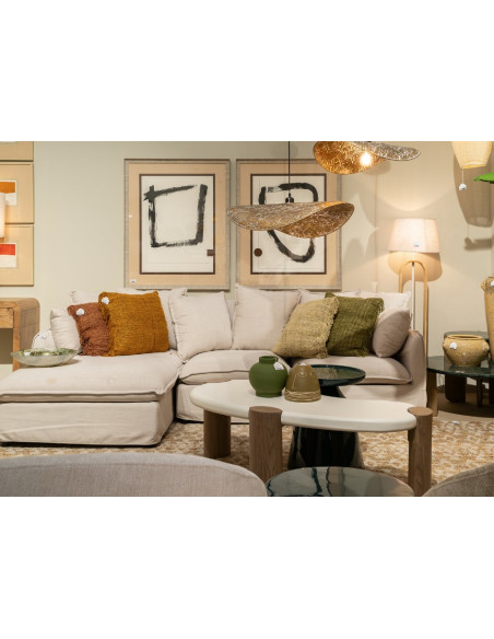 Table de salon style organique forme haricot