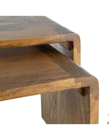 Set de 2 tables basses minimalistes en bois de manguier massif