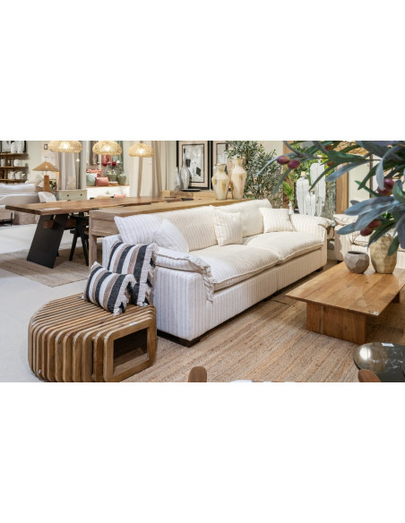 Canapé en tissu rayé avec coussins très confortable