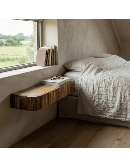 Tablette console bords arrondis en bois de manguier