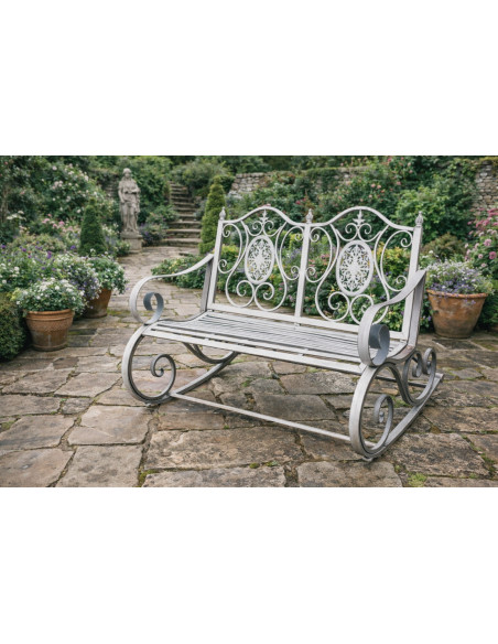 Banc 2 places rocking chair en métal