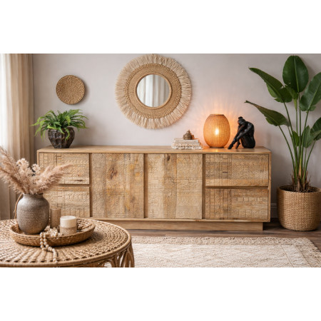 Grand buffet moderne en bois clair...