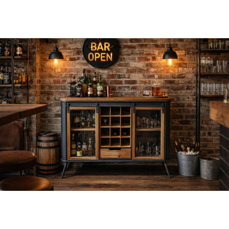 Meuble de bar avec portes vitrées... Meuble de bar avec portes vitrées...