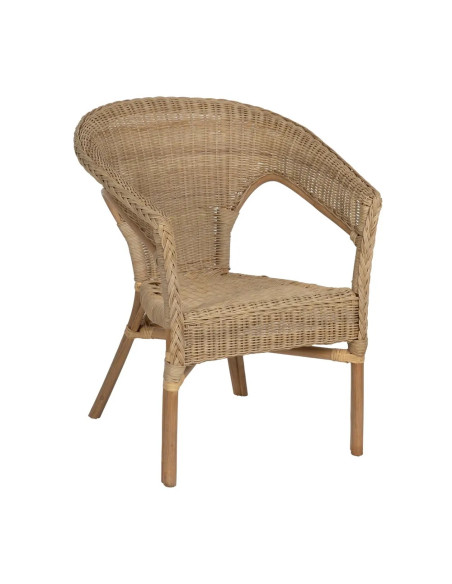 Fauteuil de jardin en rotin avec dossier arrondi