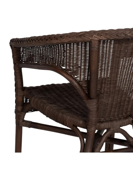 Fauteuil de jardin en rotin avec dossier arrondi