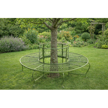 Banc tour d'arbre finition vert antique Banc tour d'arbre finition vert antique