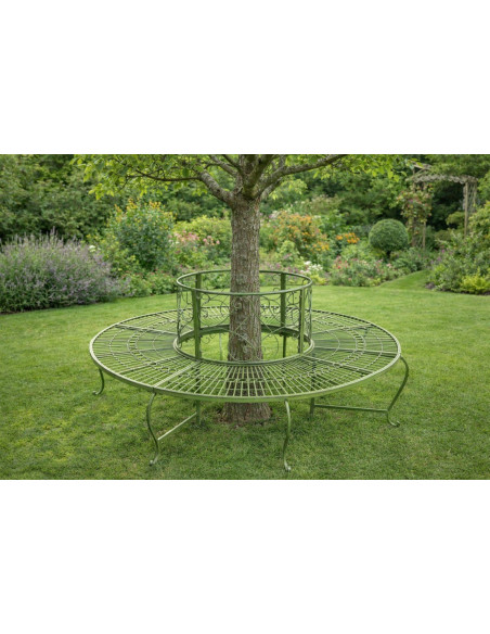 Banc tour d'arbre finition vert antique