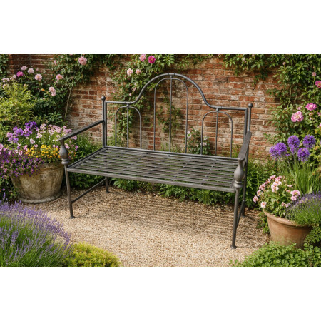 Banc de jardin 2 places en métal oxydé