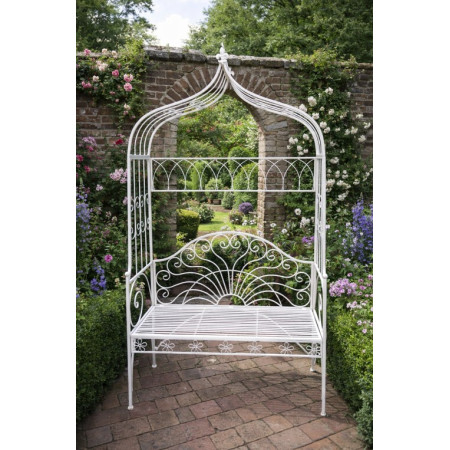 Banc de jardin avec arche en métal