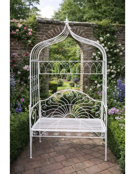 Banc de jardin avec arche en métal
