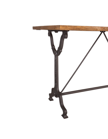 Table bistrot rectangle en manguier et fer forgé Délia