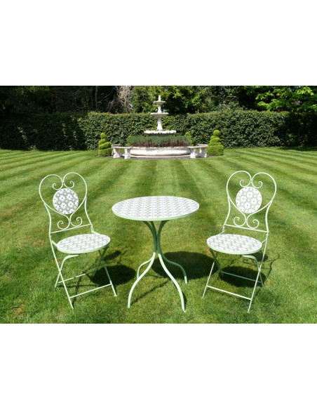 Ensemble de jardin en métal et céramique vert pastel