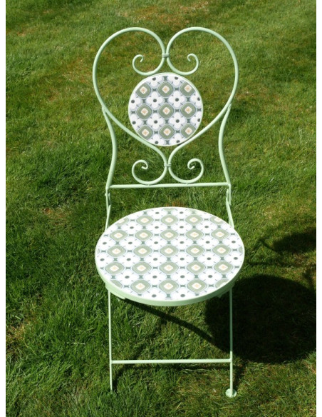 Ensemble de jardin en métal et céramique vert pastel