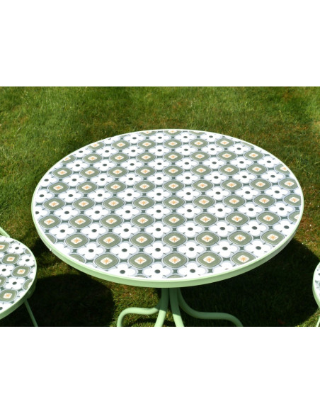 Ensemble de jardin en métal et céramique vert pastel