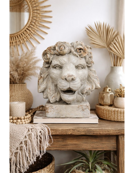 Vase tête de lion à la patine vieillie