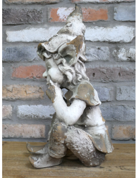 Statue de jardin ELF assis décoratif 49 cm