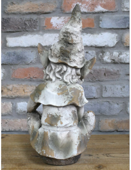 Statue de jardin ELF assis décoratif 49 cm