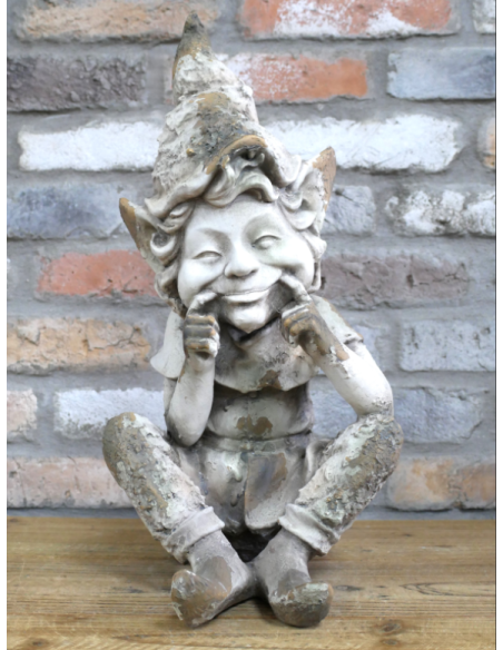 Statue de jardin ELF assis décoratif 49 cm