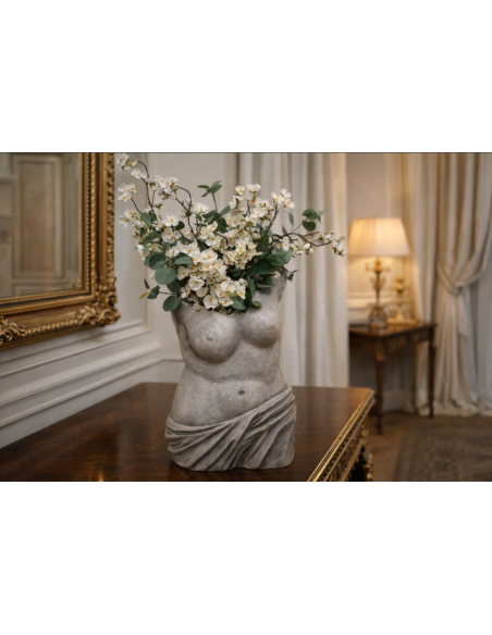 Buste Féminin Artistique – Jardinière Décorative en MGO (50 cm)