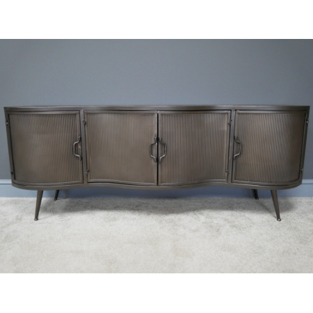 Meuble TV industriel en métal nervuré...