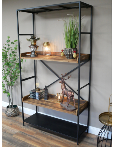 Étagère industrielle bois et métal Design loft 200x110x40