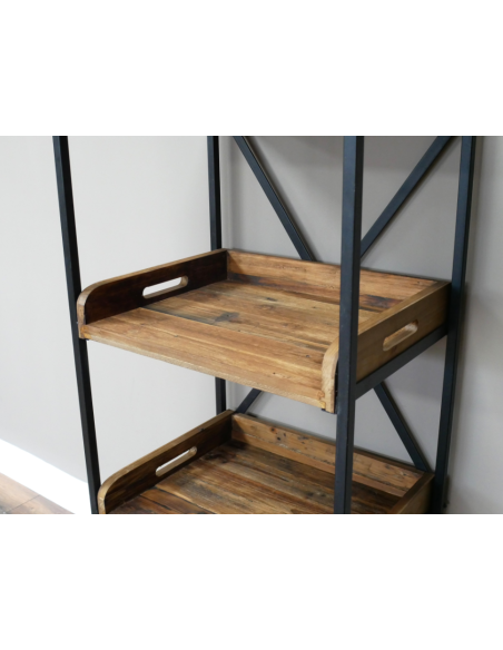 Étagère industrielle bois et métal Design loft 200x55x41