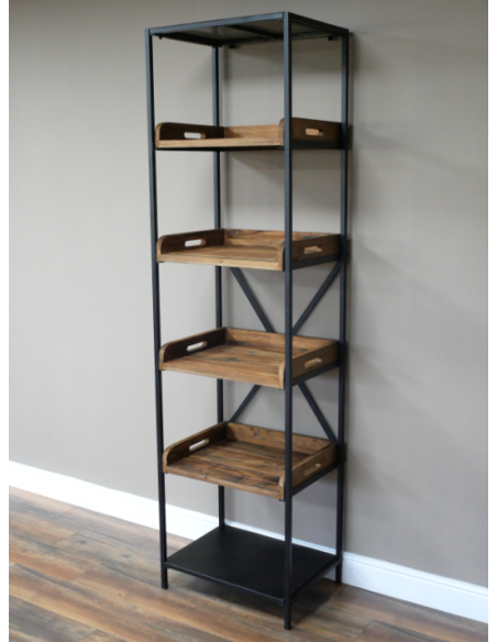 Étagère industrielle bois et métal Design loft 200x55x41