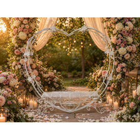 Banc Cœur Romantique en Métal – Love...