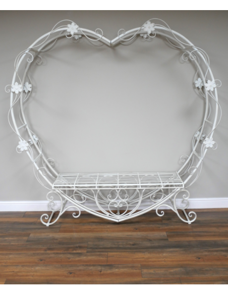 Banc Cœur Romantique en Métal – Love Heart Bench pour Mariage