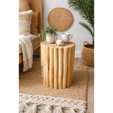 Petit table d'appoint en rondins de teck