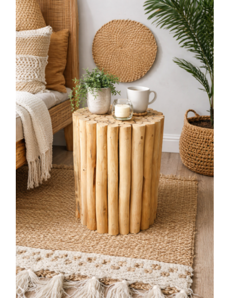 Petit table d'appoint en rondins de teck