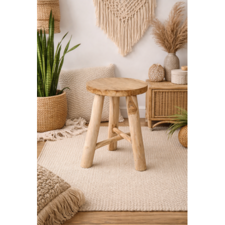 Petit tabouret en bois massif de teck...