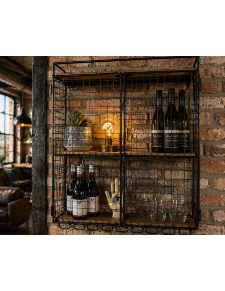 Étagère murale grillage rack à verres et bouteilles