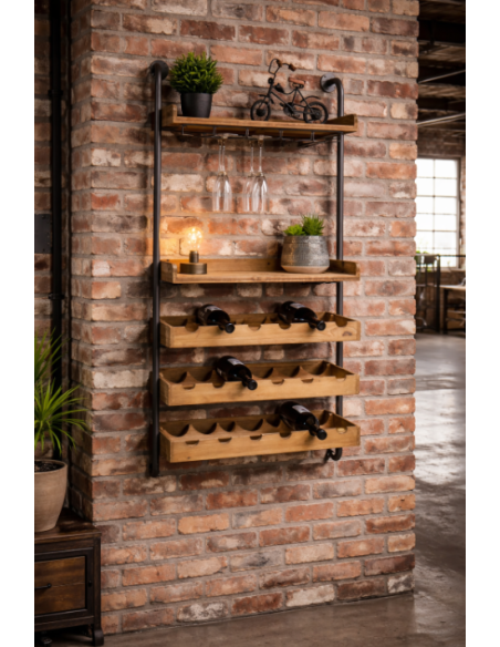 Etagère murale support à verres et bouteilles de vin