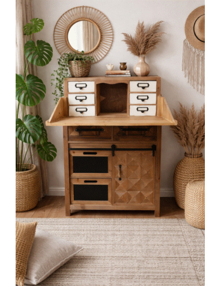 Secrétaire Bohème Élégance – Bois Naturel & Esprit Atelier