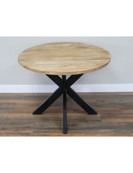 Table à manger ronde bois et métal – Table design conviviale 100 cm